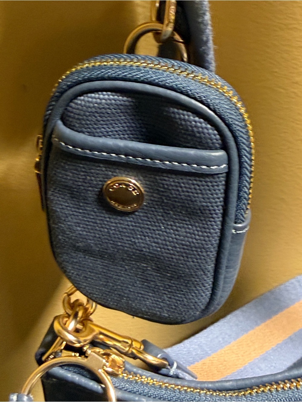 Coach Navy Canvas Shoulder Bag with Coin Pouch - Picture 3 of 11